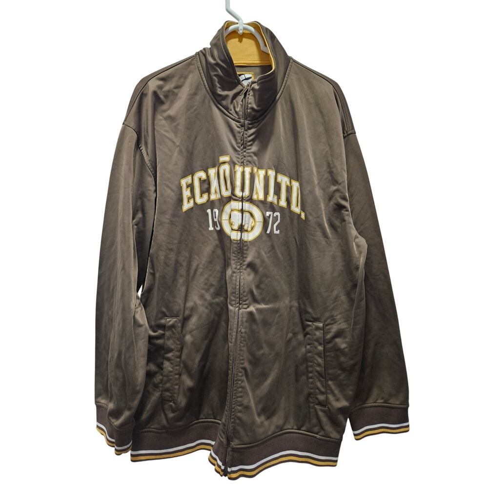 Ecko Unltd Y2K Track Jacket Mens 2XL Brown Full Zip Streetwear Logo